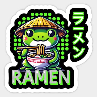 Cute Frog Eating Ramen cute noodles Sticker